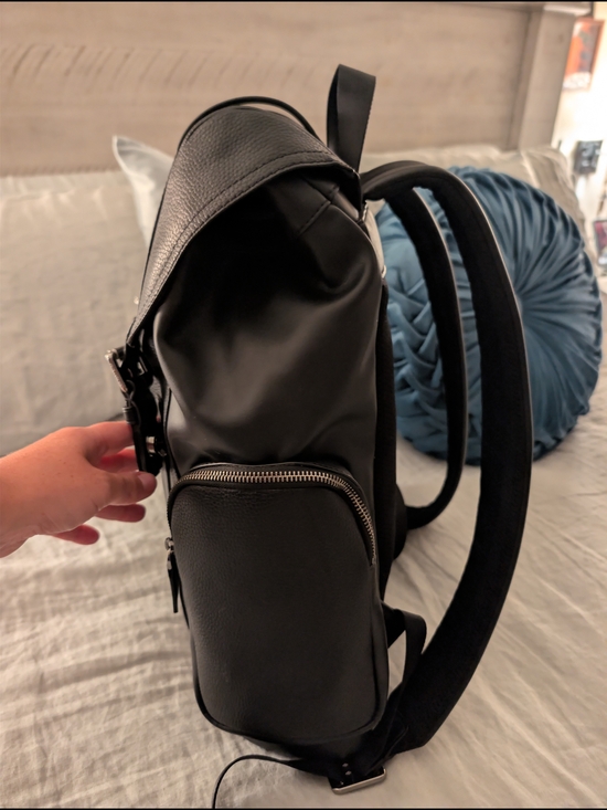 cooper small leather backpack Signature Black conscious fashion Cooper Medium Pebbled Leather and